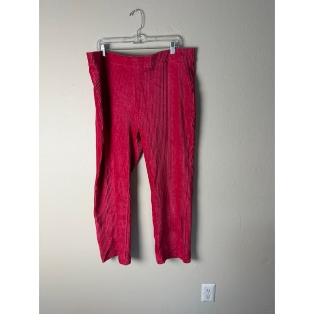 Lesley Evers Pink Corduroy Straight Leg Elastic Waist Pants TwoX NEW
